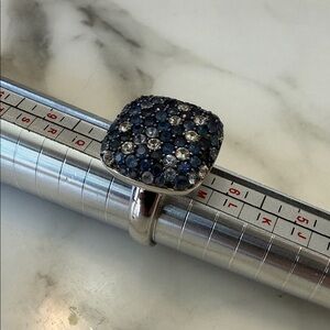 Effy splash blue sapphire cluster ring with silver band, size 7